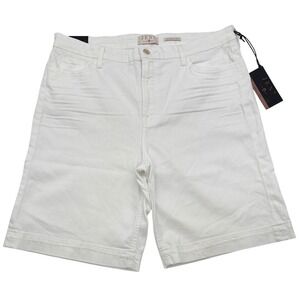 JEN7 7 For All Mankind Bermuda Shorts White Denim Sculpting‎ Panel Plus Size 18